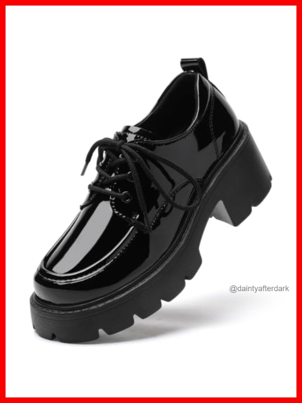 Chunky Platform Oxford Shoes for Women Lace Up Round Toe Block Heel Leather